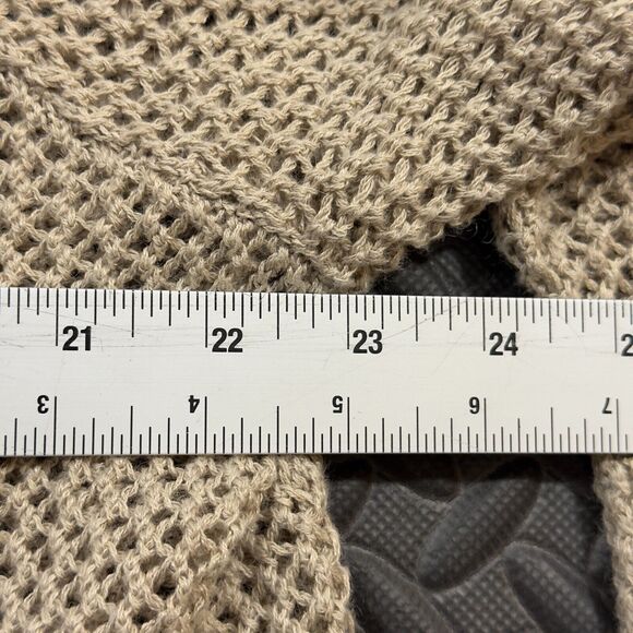 Avenue Sweater Womens Size 18/20 Beige Open Knit Split Neck Boho Pullover - Picture 7 of 7